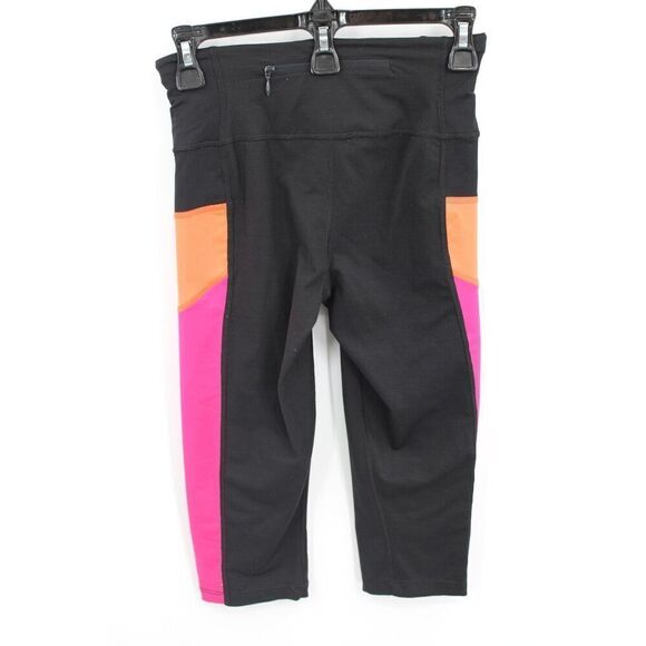 Spanx Color block Compression Capri Pants Sz Small Black Orange Pink - Picture 3 of 7